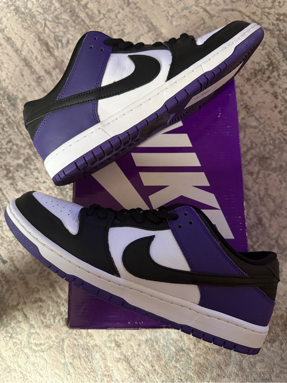 Nike SB Dunk Low Court Purple Sneakers - White / Black / Purple